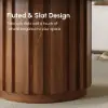 Aura Ash Wood Slatted Round Coffee Table with Sintered Stone Top – Walnut