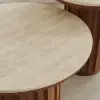 Aura Ash Wood Slatted Round Coffee Table with Sintered Stone Top – Walnut