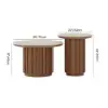 Aura 2 Piece Set Ash Wood Slatted Round Coffee Table with Sintered Stone Top ( 50 - 70 cm )