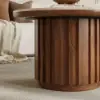 Aura 2 Piece Set Ash Wood Slatted Round Coffee Table with Sintered Stone Top ( 50 - 70 cm )