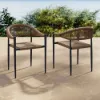 Aluminium Stackable Patio Dining Chair Dark Grey Set of 2