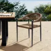 Aluminium Stackable Patio Dining Chair Dark Grey Set of 2