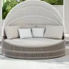 Costra Weatherproof Round Patio Daybed with Adjustable Canopy Ivory