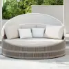 Costra Weatherproof Round Patio Daybed with Adjustable Canopy Ivory