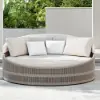 Costra Weatherproof Round Patio Daybed with Adjustable Canopy Ivory
