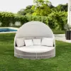 Costra Weatherproof Round Patio Daybed with Adjustable Canopy Ivory