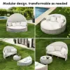 Costra Weatherproof Round Patio Daybed with Adjustable Canopy Ivory