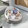 Costra Weatherproof Round Patio Daybed with Adjustable Canopy Ivory