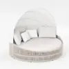 Costra Weatherproof Round Patio Daybed with Adjustable Canopy Ivory