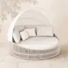 Costra Weatherproof Round Patio Daybed with Adjustable Canopy Ivory