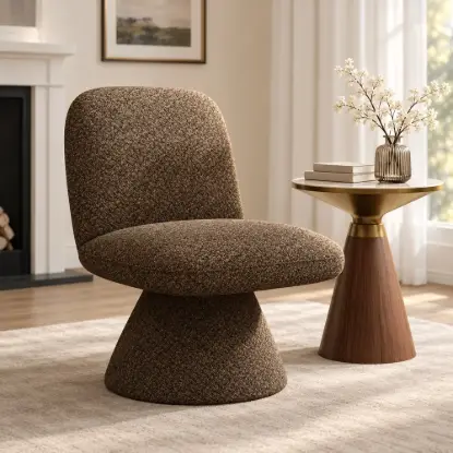 45 cm Performance Boucle Upholstered Swivel Slipper Accent Chair – AUD-H2661