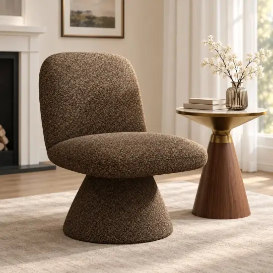 45 cm Performance Boucle Upholstered Swivel Slipper Accent Chair – AUD-H2661