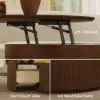 80 cm Fluted Lift-Top Round Walnut Coffee Table with 2 Drawers