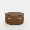 80 cm Fluted Lift-Top Round Walnut Coffee Table with 2 Drawers