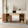Modern Natural Standing Computer Desk & Upholstered Swivel Task Chair Set (59.8")