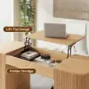 Modern Natural Standing Computer Desk & Upholstered Swivel Task Chair Set (59.8")