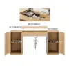 Modern Natural Standing Computer Desk & Upholstered Swivel Task Chair Set (59.8")