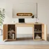 Modern Natural Standing Computer Desk & Upholstered Swivel Task Chair Set (59.8")
