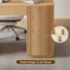 Modern Natural Standing Computer Desk & Upholstered Swivel Task Chair Set (59.8")