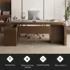70.9" Walnut L-shaped Modern Executive Desk Right Hand & Reclining Leather Office Chair