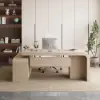 70.9" Whitewash L-shaped Executive Desk Right Hand & Reclining Leather Office Chair
