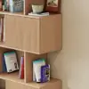 Picture of Modern 60" Natural Standing Office Desk & Sliding Door Etagere Bookshelf