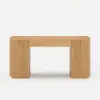 Picture of Modern 60" Natural Standing Office Desk & Sliding Door Etagere Bookshelf