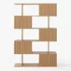 Picture of Modern 60" Natural Standing Office Desk & Sliding Door Etagere Bookshelf