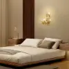 Japanese-Style Low Bed Frame with Natural Floor Bed and Floating Wooden Nightstands Set