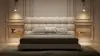 Japanese Style Low Bed Frame Walnut Floor Bed & Floating Wooden Nightstands Set