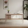 Mid-century Style Whitewash Ash Wood Home Office Desk with 3 Drawers (140 cm)