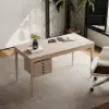 Mid-century Style Whitewash Ash Wood Home Office Desk with 3 Drawers (140 cm)