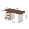 Modern 63" Rectangular Walnut Wood Desk with charging station & storage