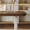 Modern 63" Rectangular Walnut Wood Desk with charging station & storage