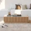Picture of Aura TV Stand Set of Ash Wood Slatted TV Stand & Coffee Table with Sintered Stone Top – Natural