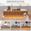 Picture of Aura TV Stand Set of Ash Wood Slatted TV Stand & Coffee Table with Sintered Stone Top – Natural