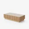 Picture of Aura TV Stand Set of Ash Wood Slatted TV Stand & Coffee Table with Sintered Stone Top – Natural