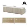 Aura TV Stand Set of Ash Wood Slatted TV Stand & Coffee Table with Sintered Stone Top – Whitewash