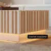 Aura TV Stand Set of Ash Wood Slatted TV Stand & Coffee Table with Sintered Stone Top – Whitewash