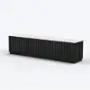 Aura TV Stand Set of Ash Wood Slatted TV Stand & Coffee Table with Sintered Stone Top – Black