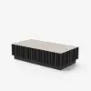 Aura TV Stand Set of Ash Wood Slatted TV Stand & Coffee Table with Sintered Stone Top – Black