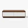 Fero TV Stand Set of Wood White & Walnut Extendable TV Stand & Rectangular Coffee Table – Engineered Wood