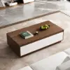 Fero TV Stand Set of Wood White & Walnut Extendable TV Stand & Rectangular Coffee Table – HDF