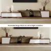 Fero TV Stand Set of Wood White & Walnut Extendable TV Stand & Rectangular Coffee Table – HDF