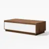 Fero TV Stand Set of Wood White & Walnut Extendable TV Stand & Rectangular Coffee Table – HDF