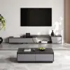 Fero TV Stand Set of Wood Grey Extendable TV Stand & Rectangular Coffee Table