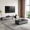 Fero TV Stand Set of Wood Grey Extendable TV Stand & Rectangular Coffee Table