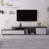 Fero TV Stand Set of Wood Grey Extendable TV Stand & Rectangular Coffee Table