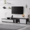 Fero TV Stand Set of Wood Grey Extendable TV Stand & Rectangular Coffee Table