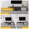 Fero TV Stand Set of Wood Grey Extendable TV Stand & Rectangular Coffee Table